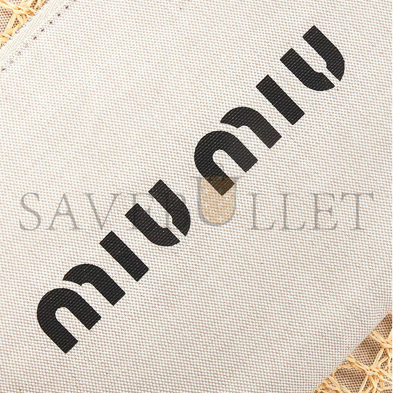 MIU MIU RAFFIA EFFECT LINEN LOGO IVY BAG 5BG231 (40*35cm)